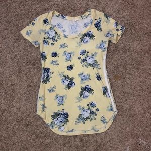 Yellow and blue floral tee